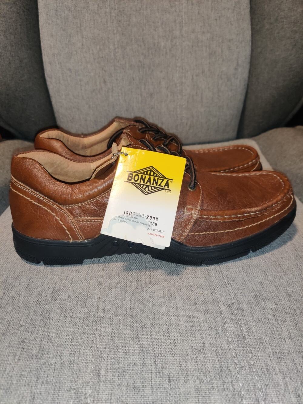 NWT Bonanza Brown Leather Lace-Up Shoes Men Size 6.5